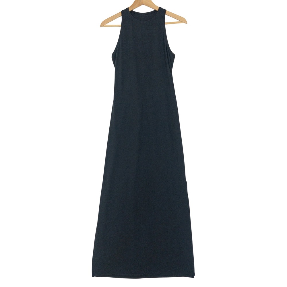 Lululemon Get Going Maxi Dress Womens Size 0 Black High Neck Racerback Side Slit